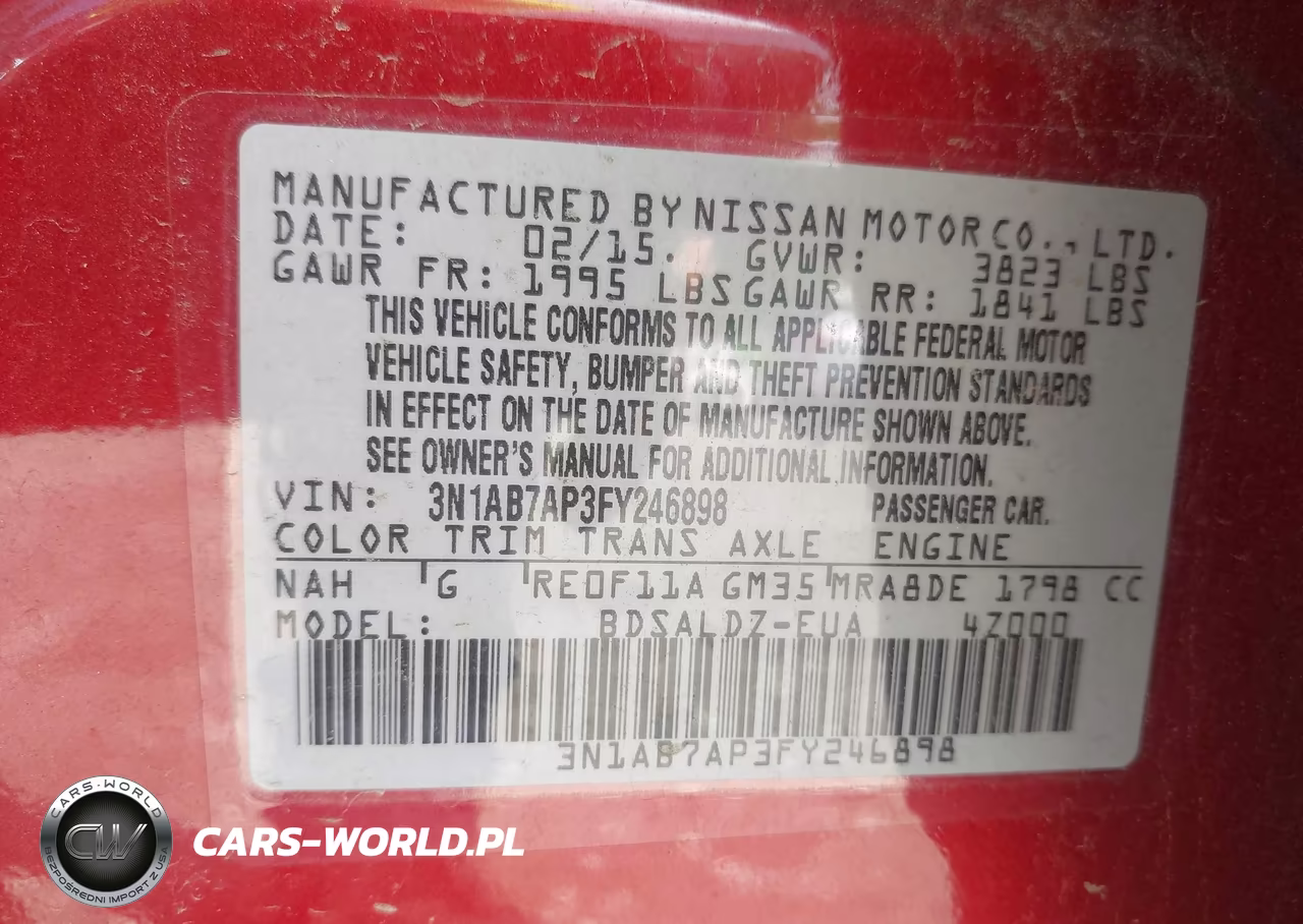 2015 Nissan Sentra Fe+ S-S-Sl-Sr-Sv VIN:3N1AB7AP3FY246898 - 9