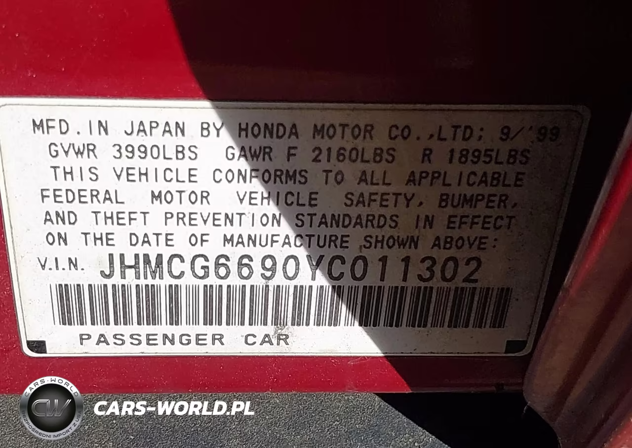 2000 Honda Accord 2.3 Se VIN:JHMCG6690YC011302 - 9