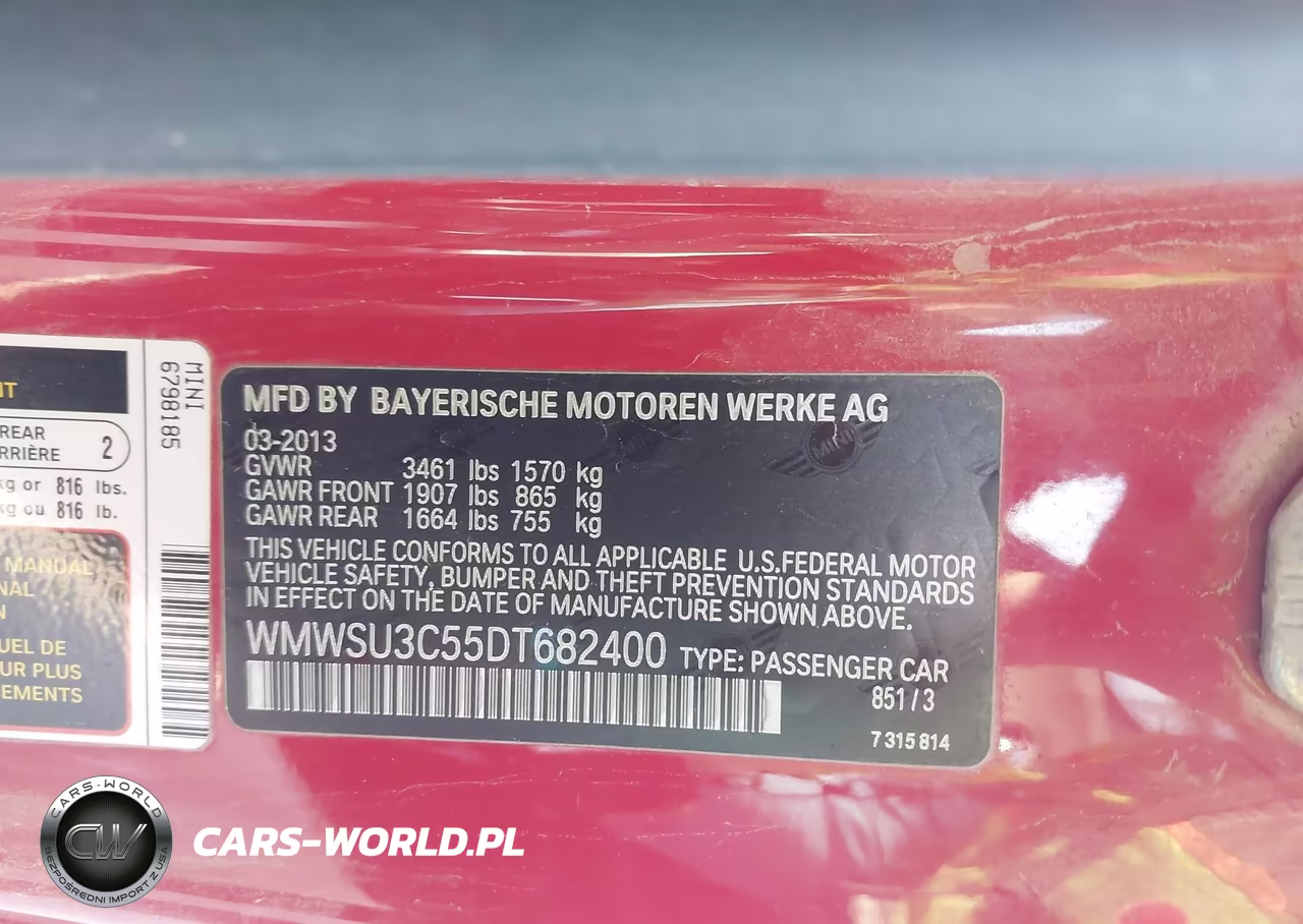 2013 Mini Hardtop Cooper VIN:WMWSU3C55DT682400 - 9