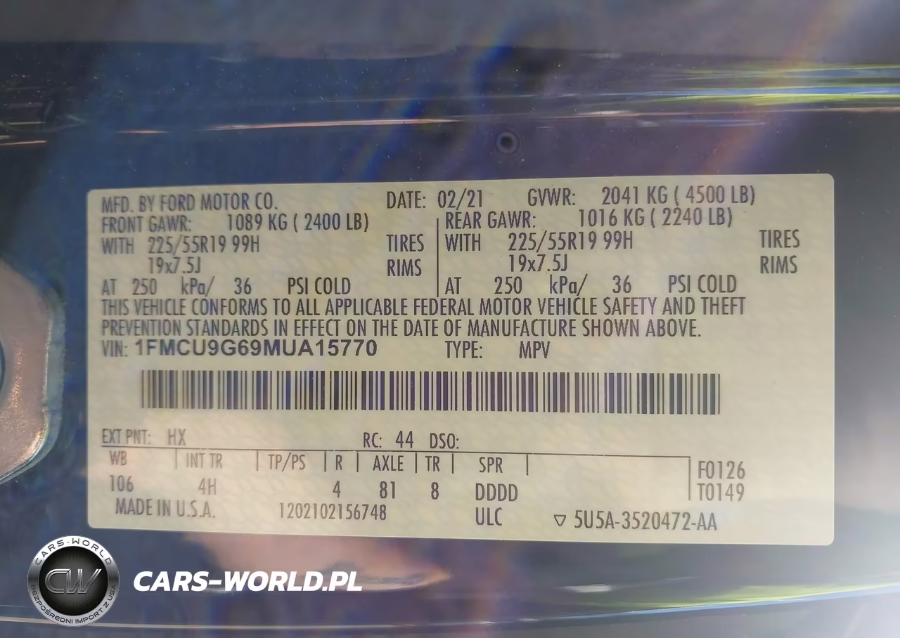 2021 Ford Escape Se VIN:1FMCU9G69MUA15770 - 9