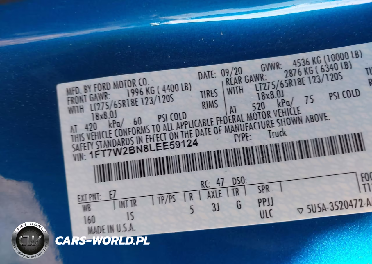 2020 Ford F-250 Xl VIN:1FT7W2BN8LEE59124 - 9