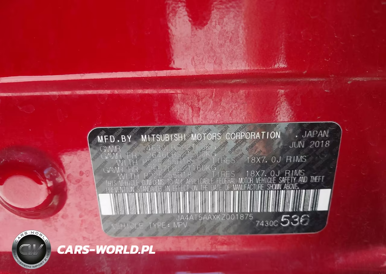 2019 Mitsubishi Eclipse Cross Sel VIN:JA4AT5AAXKZ001875 - 9