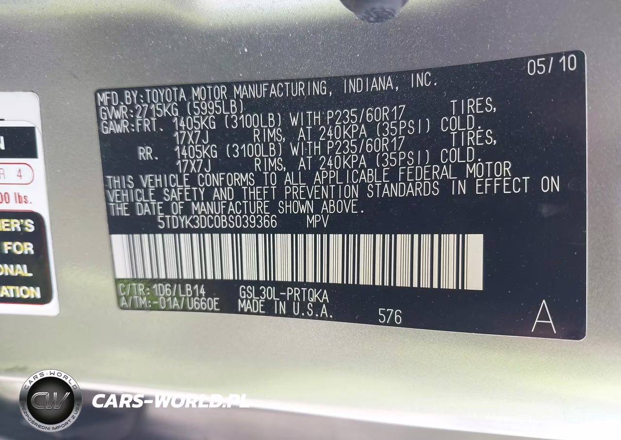 2011 Toyota Sienna Xle V6 VIN:5TDYK3DC0BS039366 - 9