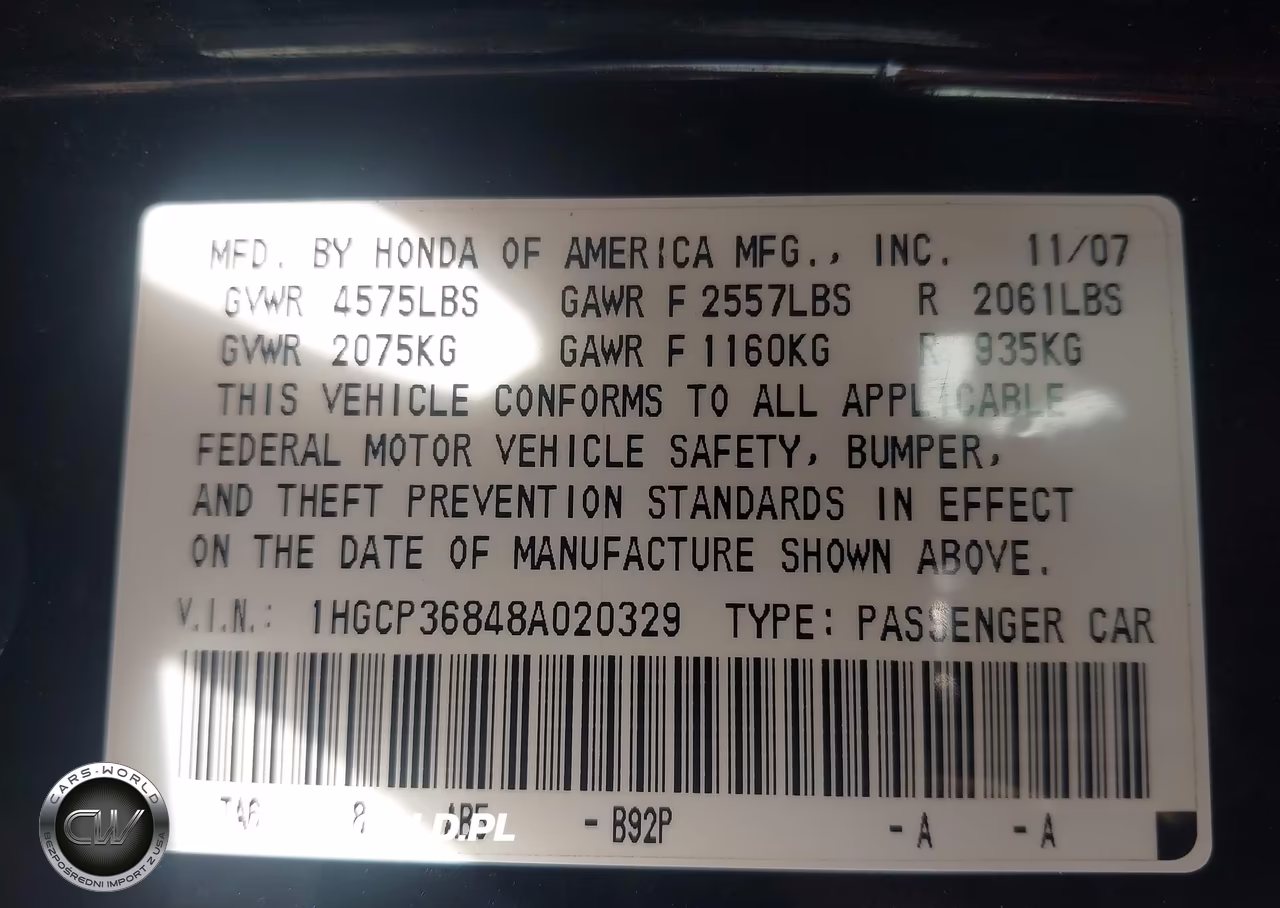 2008 Honda Accord 3.5 Ex-L VIN:1HGCP36848A020329 - 9