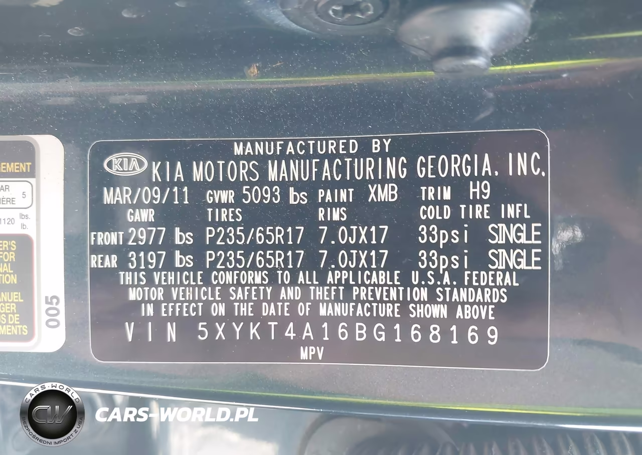 2011 Kia Sorento Lx VIN:5XYKT4A16BG168169 - 9