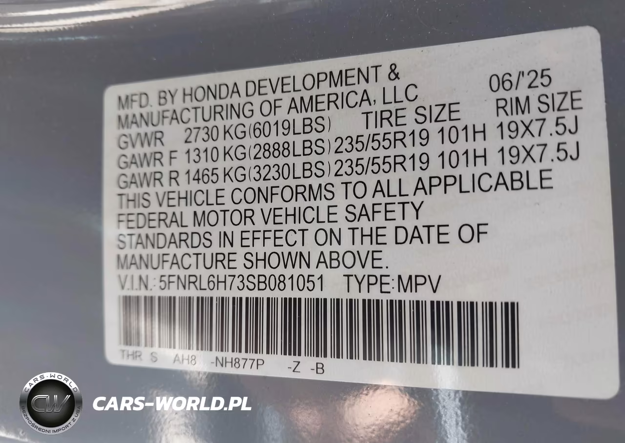2025 Honda Odyssey Sport-L VIN:5FNRL6H73SB081051 - 9