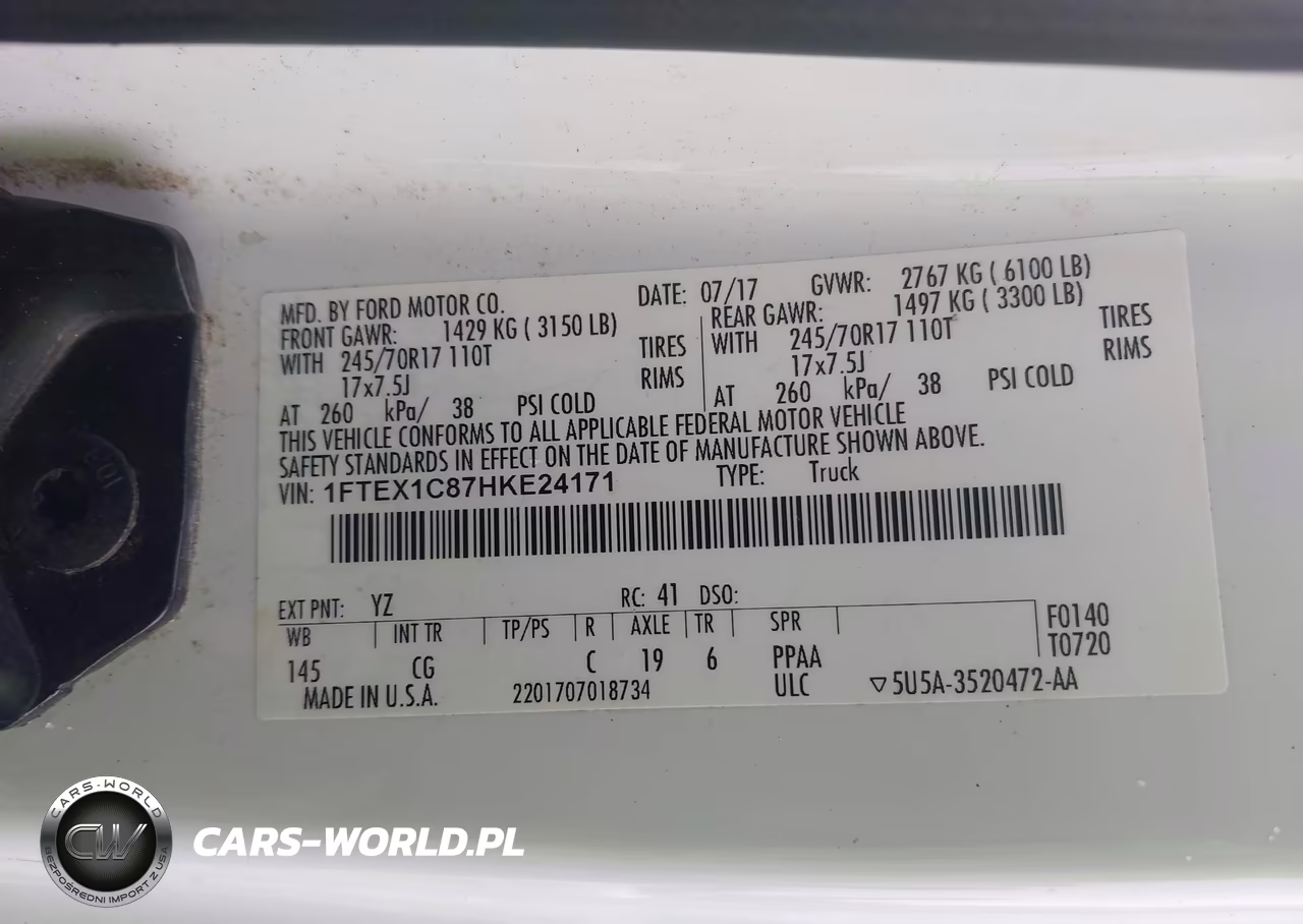 FORD F150 SUPER VIN:1FTEX1C87HKE24171 - 9