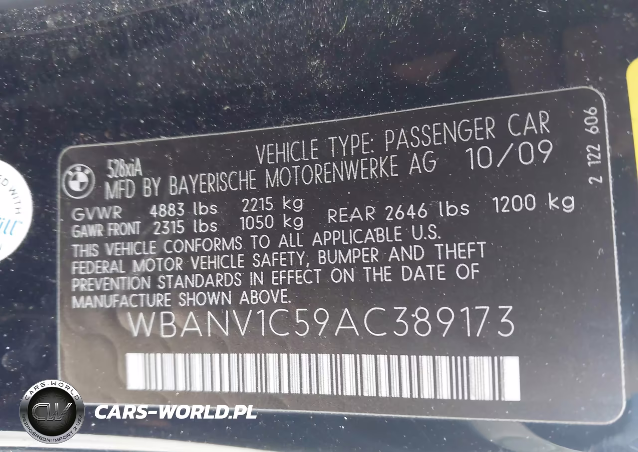 2010 BMW 528I xDrive VIN:WBANV1C59AC389173 - 9