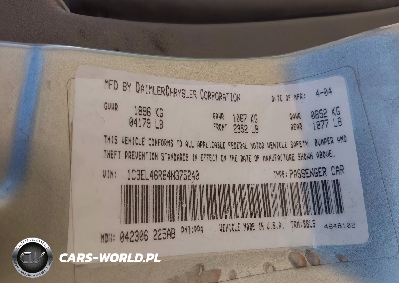 2004 Chrysler Sebring Lx VIN:1C3EL46R84N375240 - 9