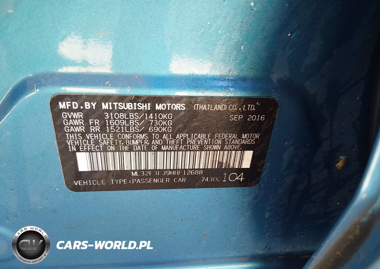2017 Mitsubishi Mirage G4 Es VIN:ML32F3FJ9HHF12688 - 9