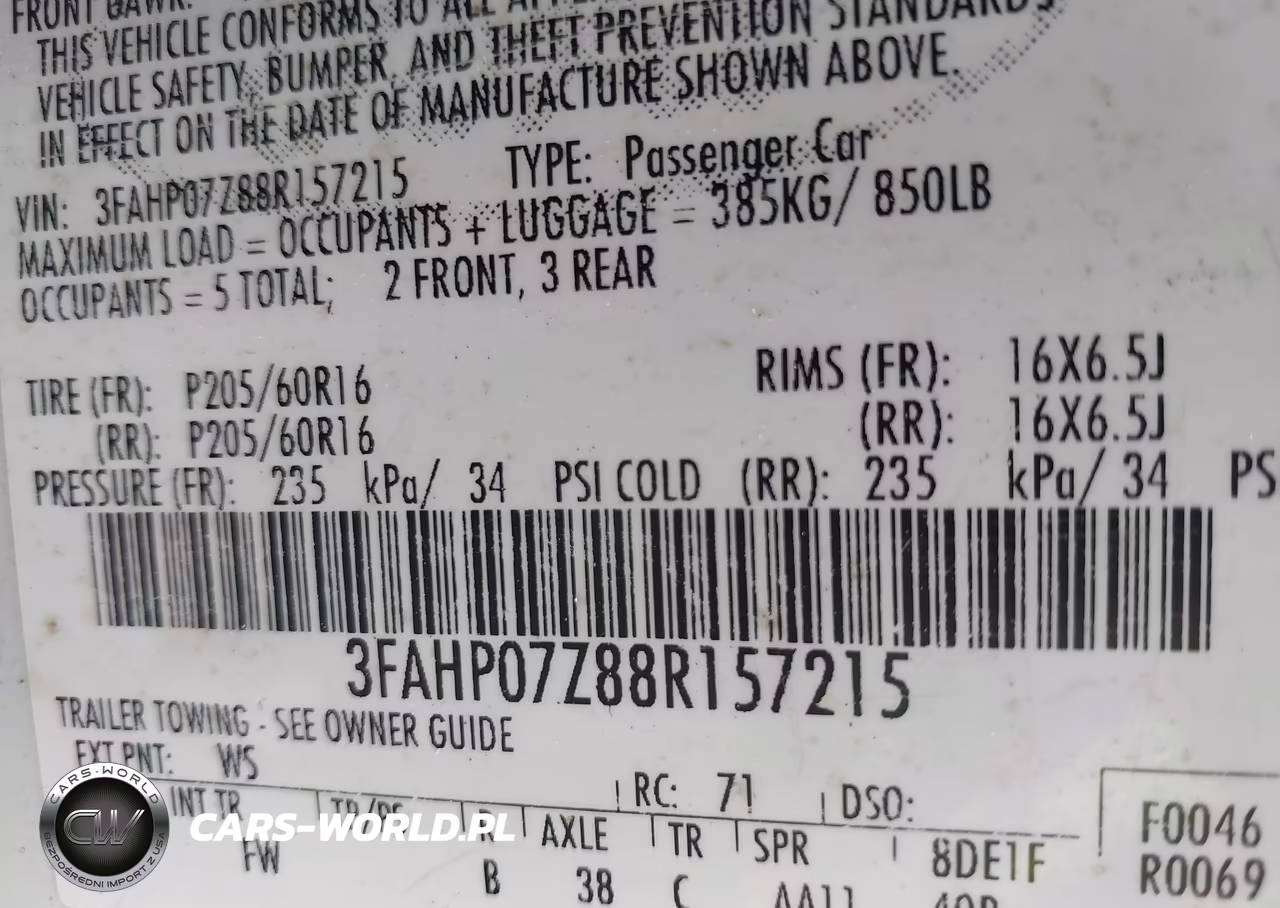 2008 Ford Fusion Se VIN:3FAHP07Z88R157215 - 9