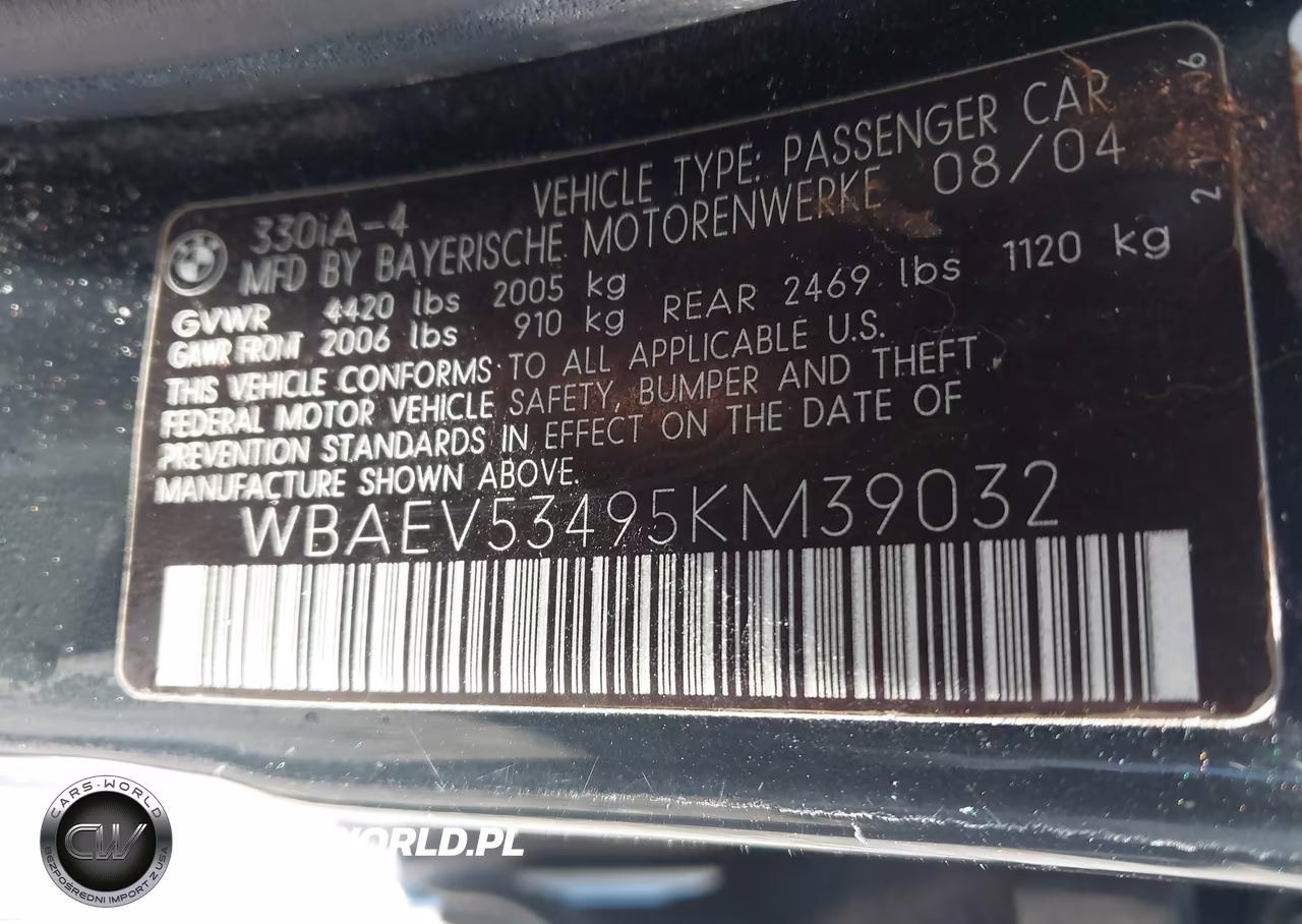 2005 BMW 330I VIN:WBAEV53495KM39032 - 9