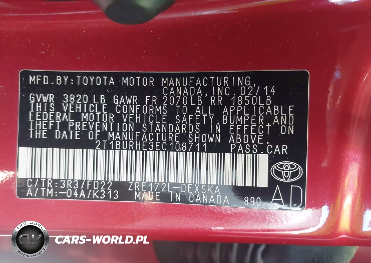 2014 Toyota Corolla S Plus VIN:2T1BURHE3EC108711 - 9