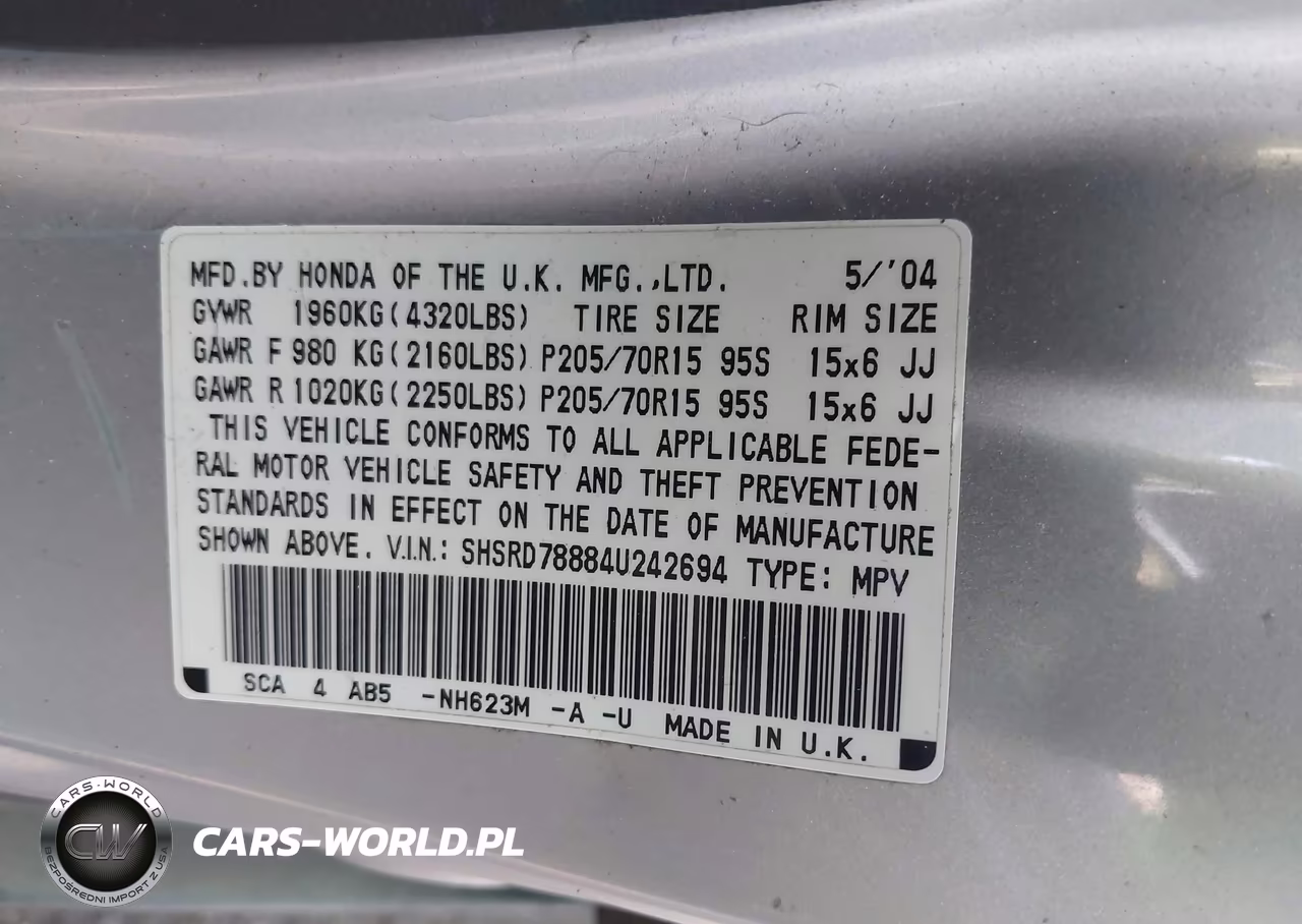 2004 Honda Cr-V Ex VIN:SHSRD78884U242694 - 9