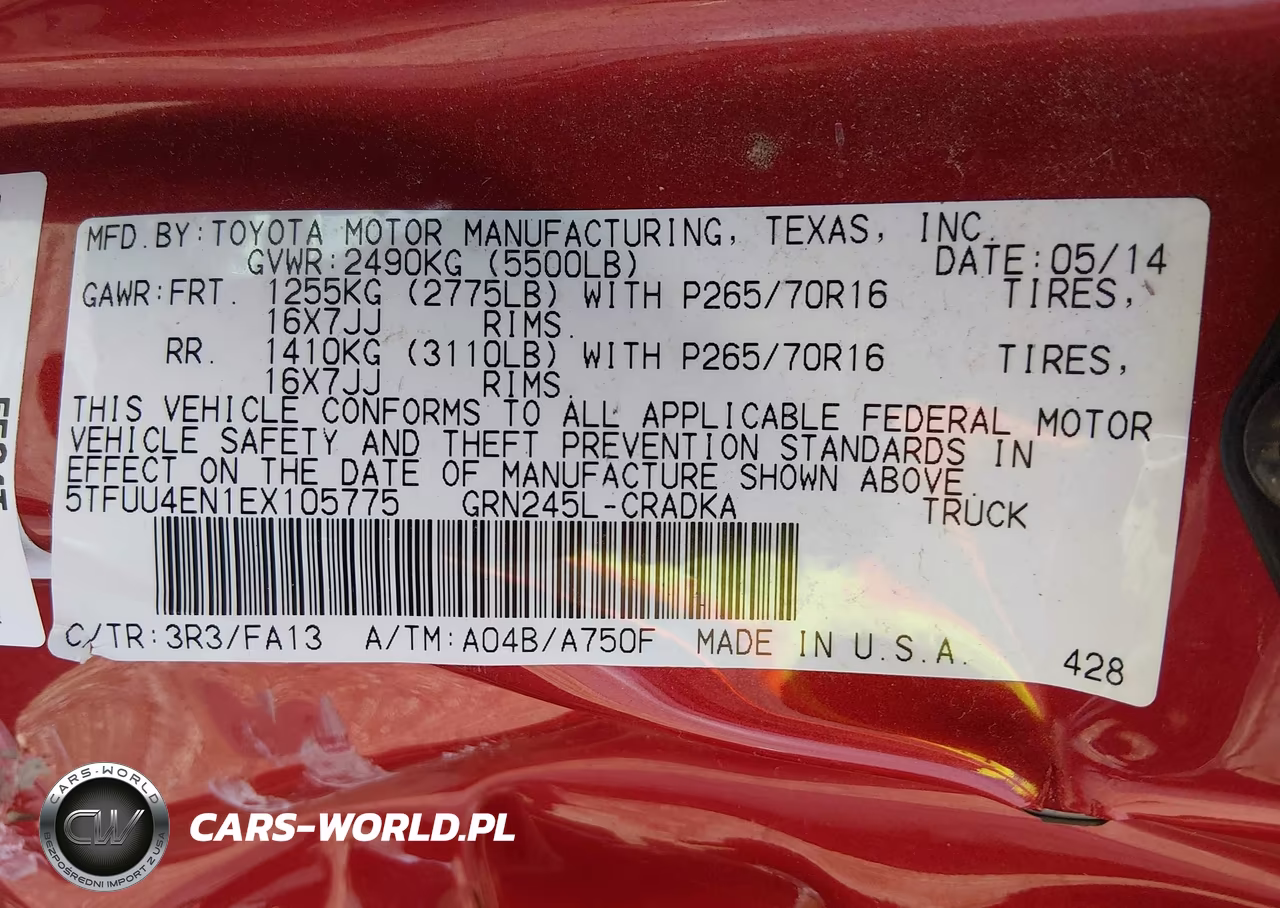 2014 Toyota Tacoma Base V6 VIN:5TFUU4EN1EX105775 - 9