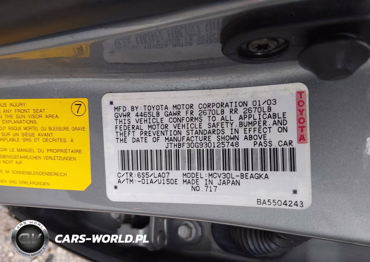 2003 Lexus Es 300 VIN:JTHBF30G930125748 - 9