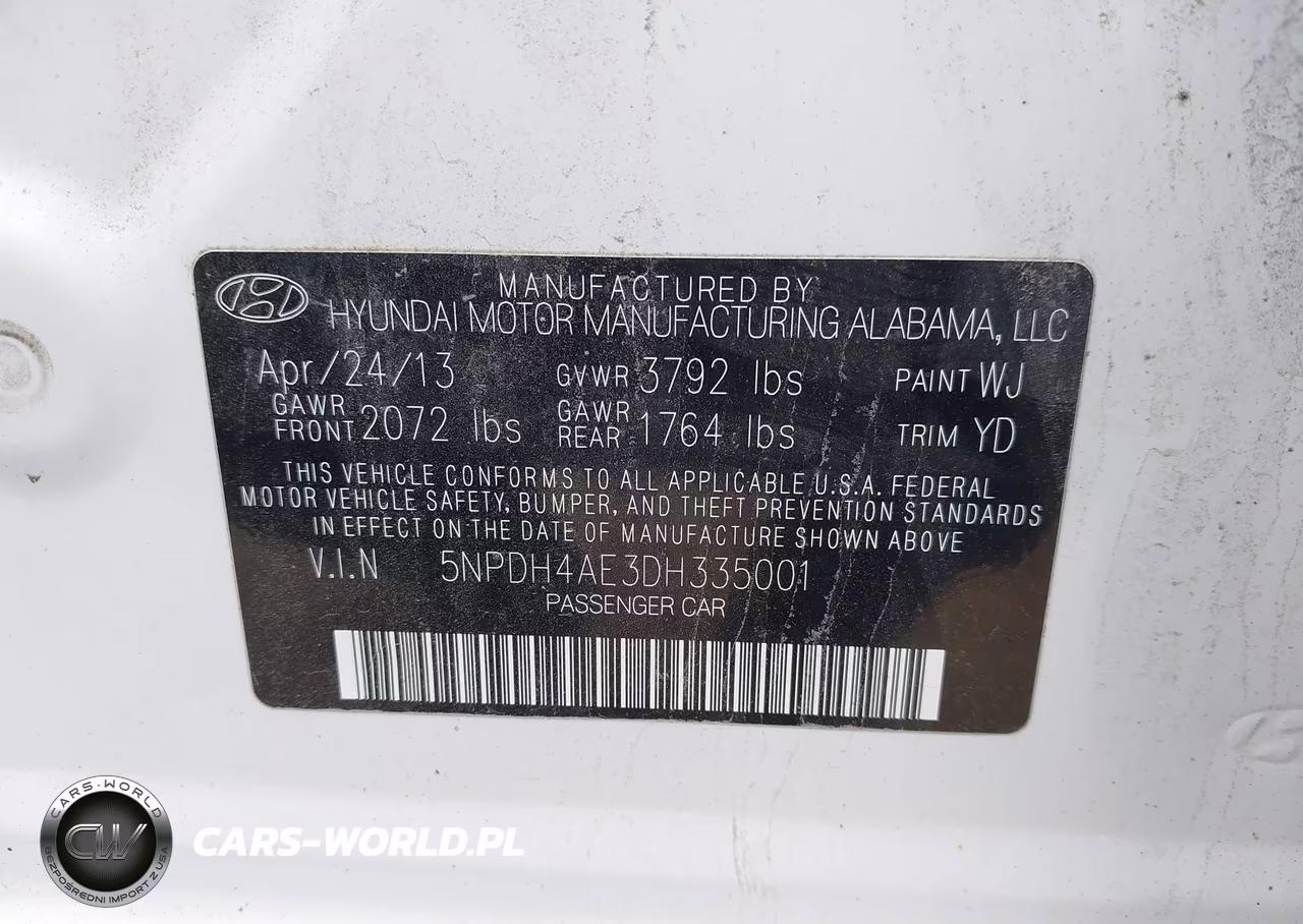 2013 Hyundai Elantra Gls VIN:5NPDH4AE3DH335001 - 9