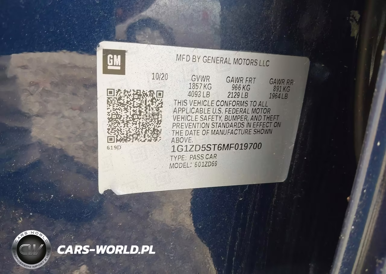 2021 Chevrolet Malibu Fwd Lt VIN:1G1ZD5ST6MF019700 - 9