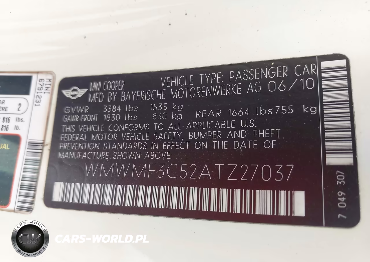 2010 Mini Cooper VIN:WMWMF3C52ATZ27037 - 9