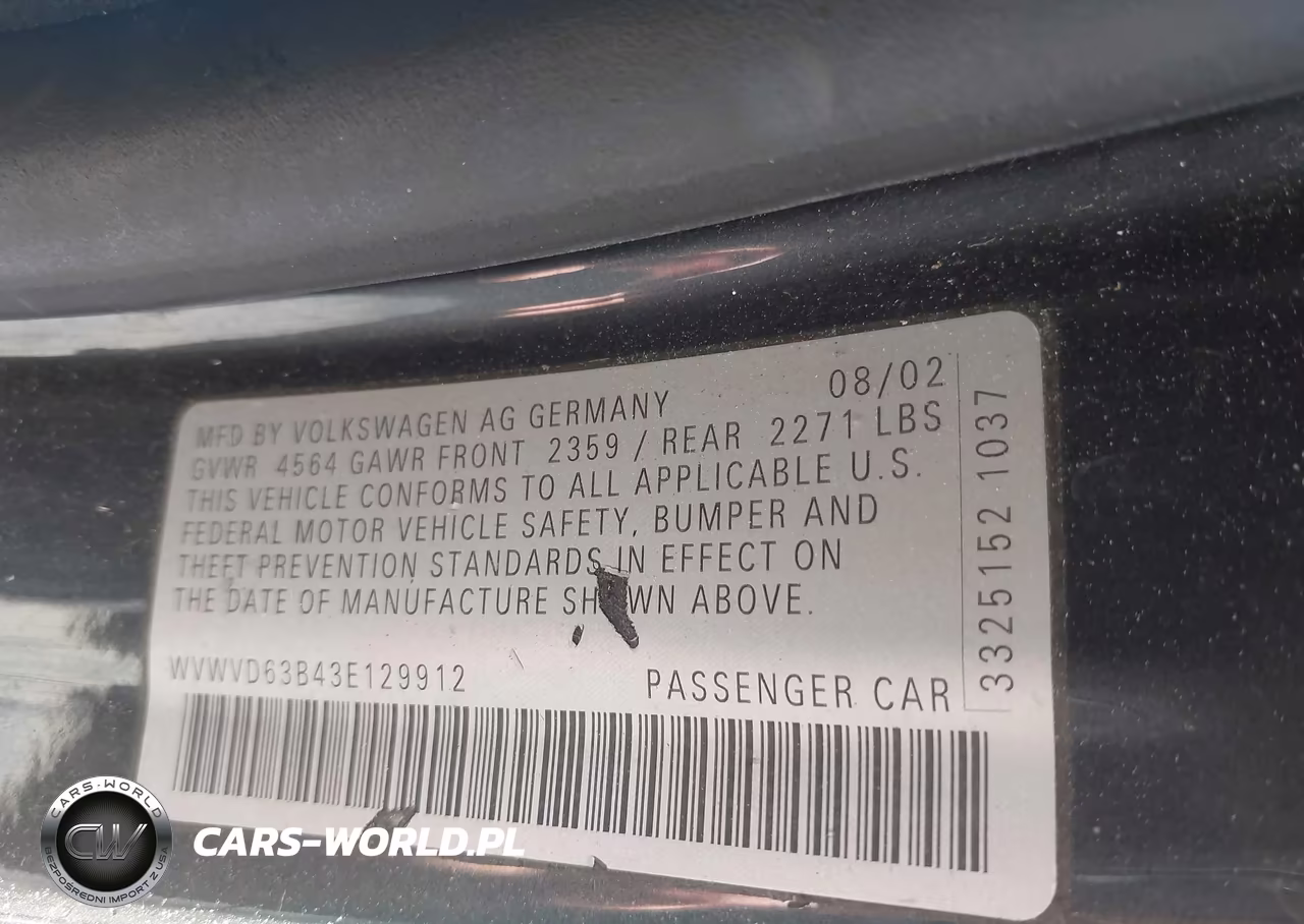 2003 Volkswagen Passat Gls VIN:WVWVD63B43E129912 - 9