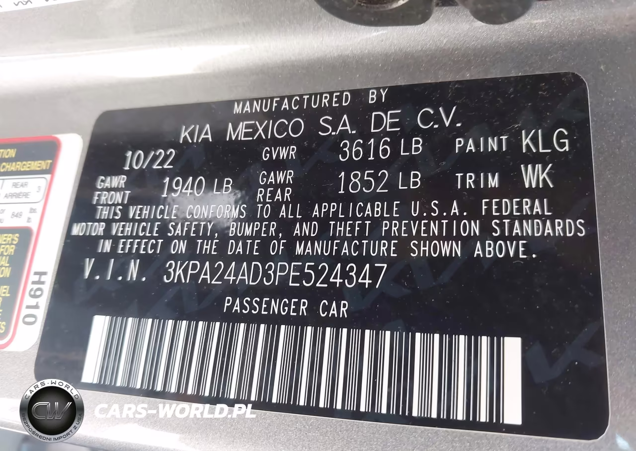 2023 Kia Rio S VIN:3KPA24AD3PE524347 - 9