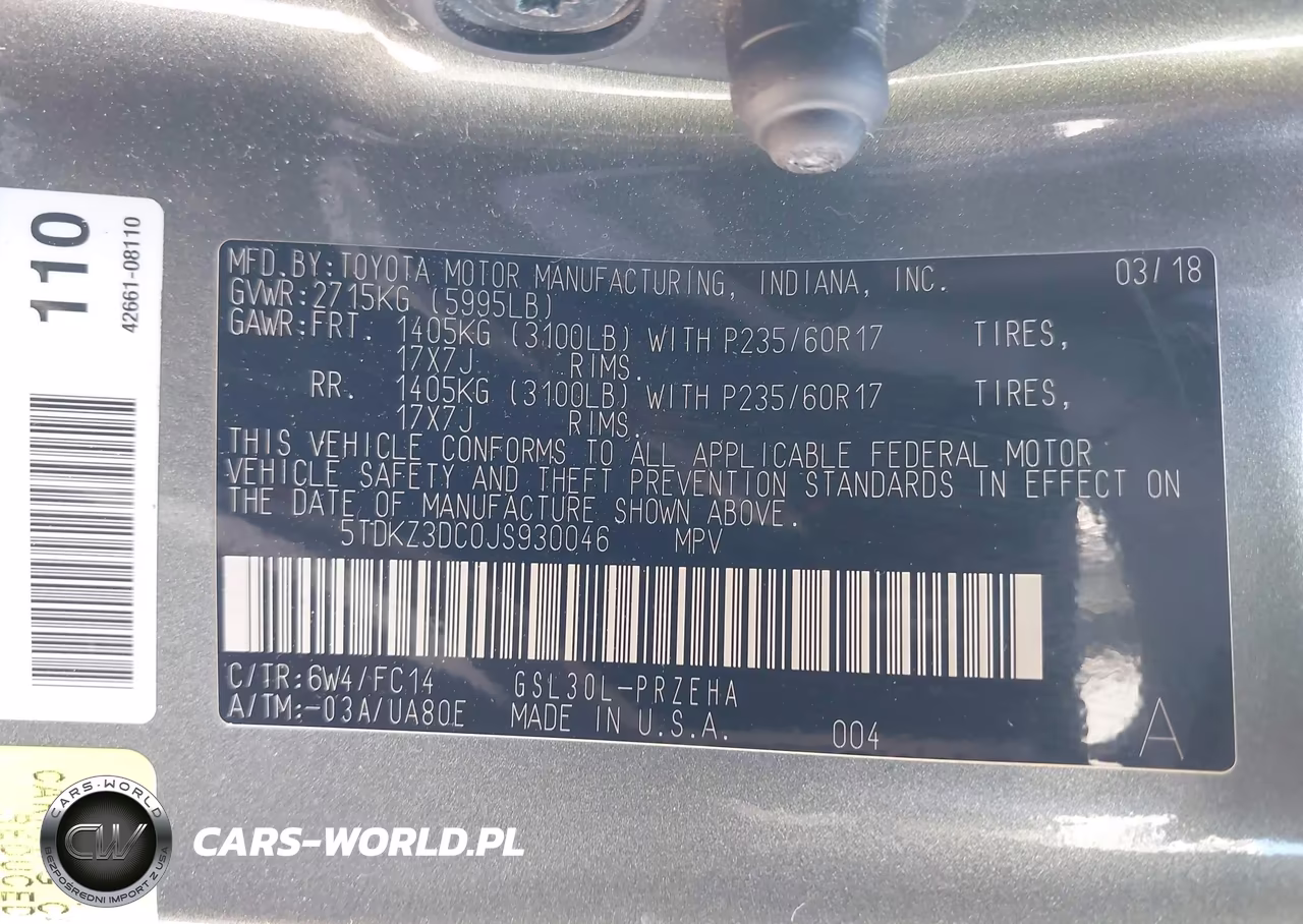 2018 Toyota Sienna Le 8 Passenger VIN:5TDKZ3DC0JS930046 - 9