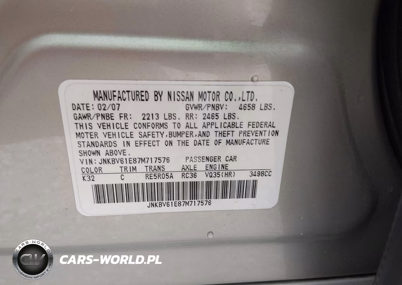 2007 Infiniti G35 Journey VIN:JNKBV61E87M717576 - 9