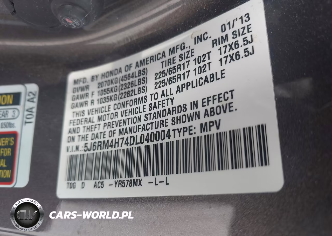 2013 Honda Cr-V Ex-L VIN:5J6RM4H74DL040004 - 9