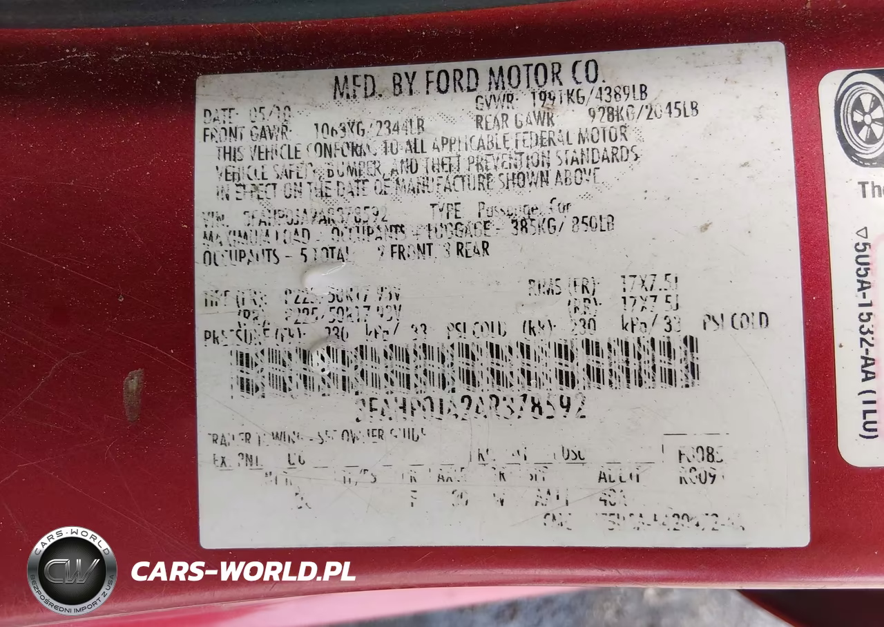 2010 Ford Fusion Sel VIN:3FAHP0JA2AR378592 - 9
