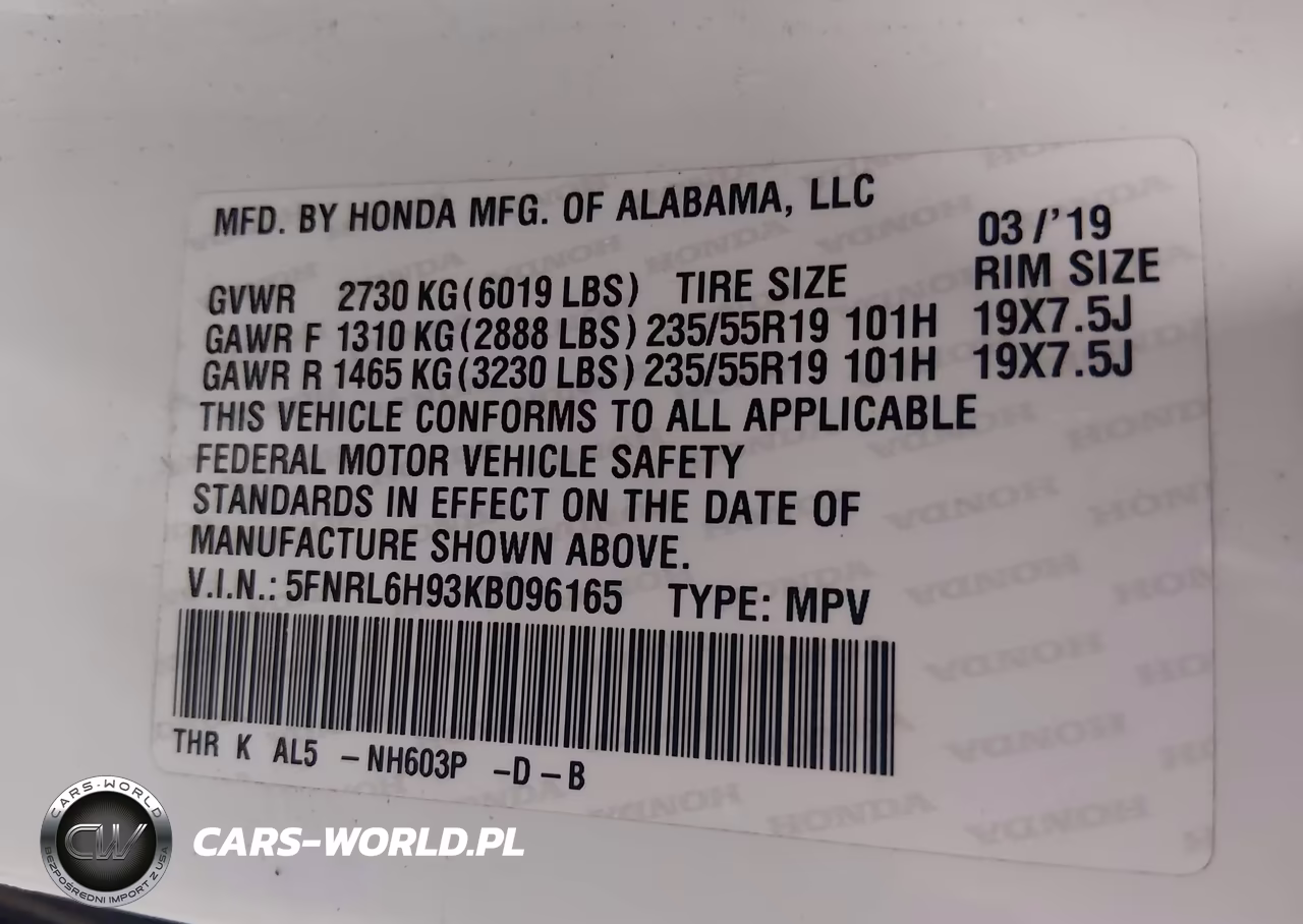 2019 Honda Odyssey Elite VIN:5FNRL6H93KB096165 - 9