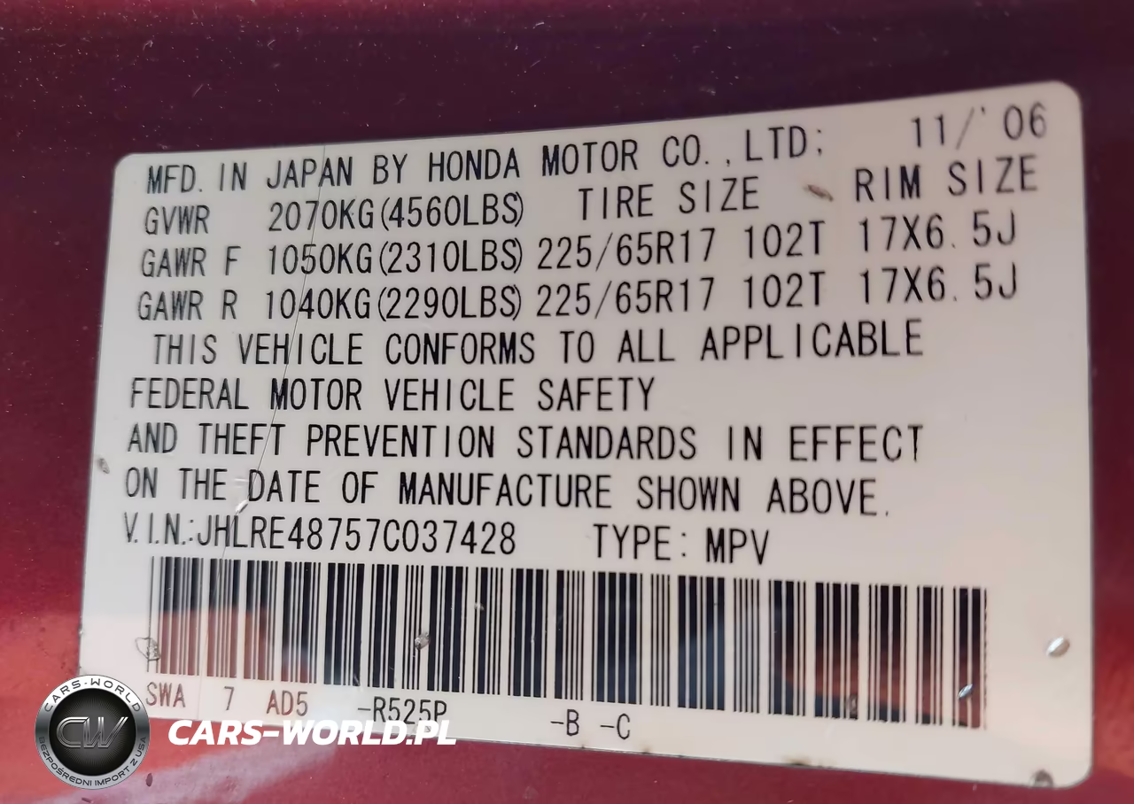 2007 Honda Cr-V Ex-L VIN:JHLRE48757C037428 - 9
