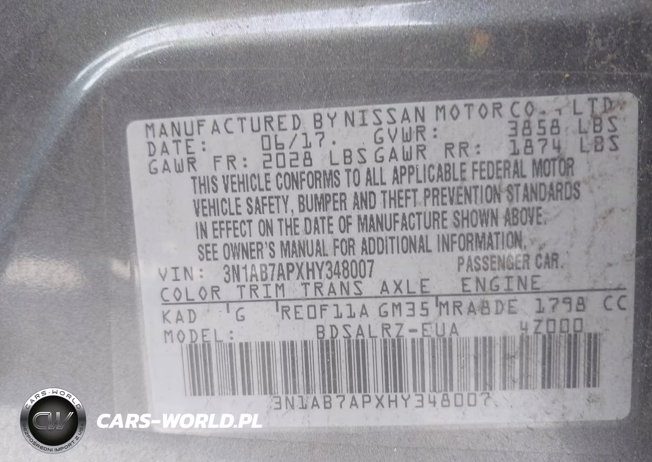 2017 Nissan Sentra Sr VIN:3N1AB7APXHY348007 - 9