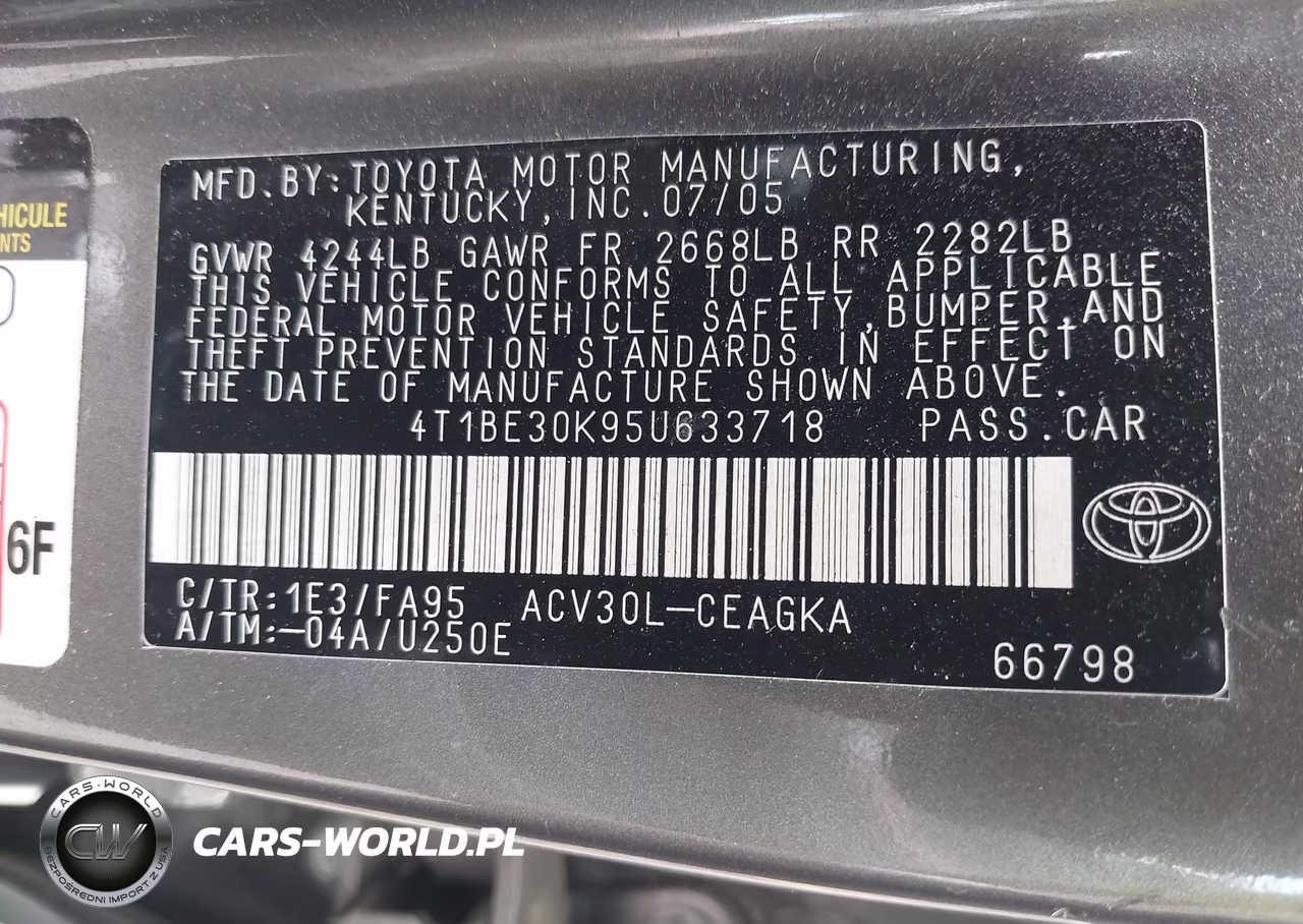 2005 Toyota Camry Xle VIN:4T1BE30K95U633718 - 9