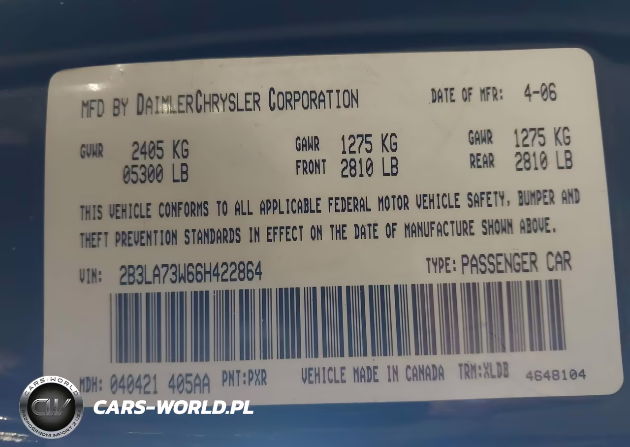 2006 Dodge Charger Srt8 VIN:2B3LA73W66H422864 - 9