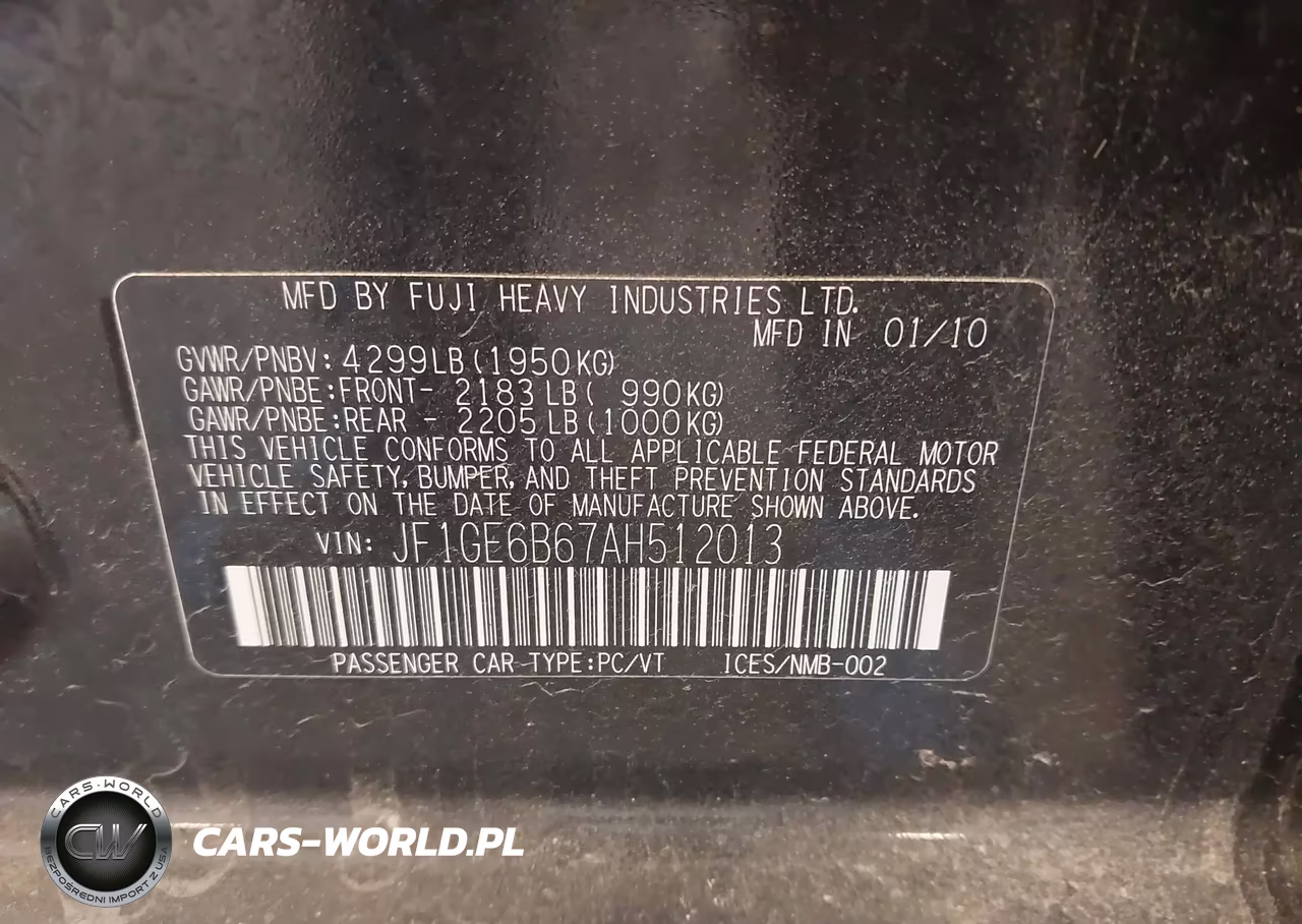 2010 Subaru Impreza 2.5I Premium VIN:JF1GE6B67AH512013 - 9