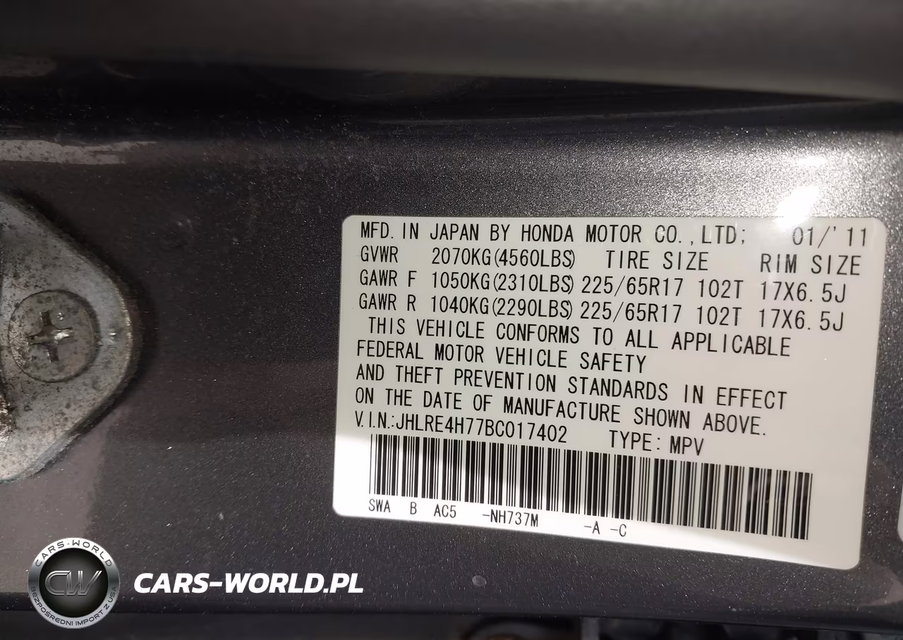 2011 Honda Cr-V Ex-L VIN:JHLRE4H77BC017402 - 9