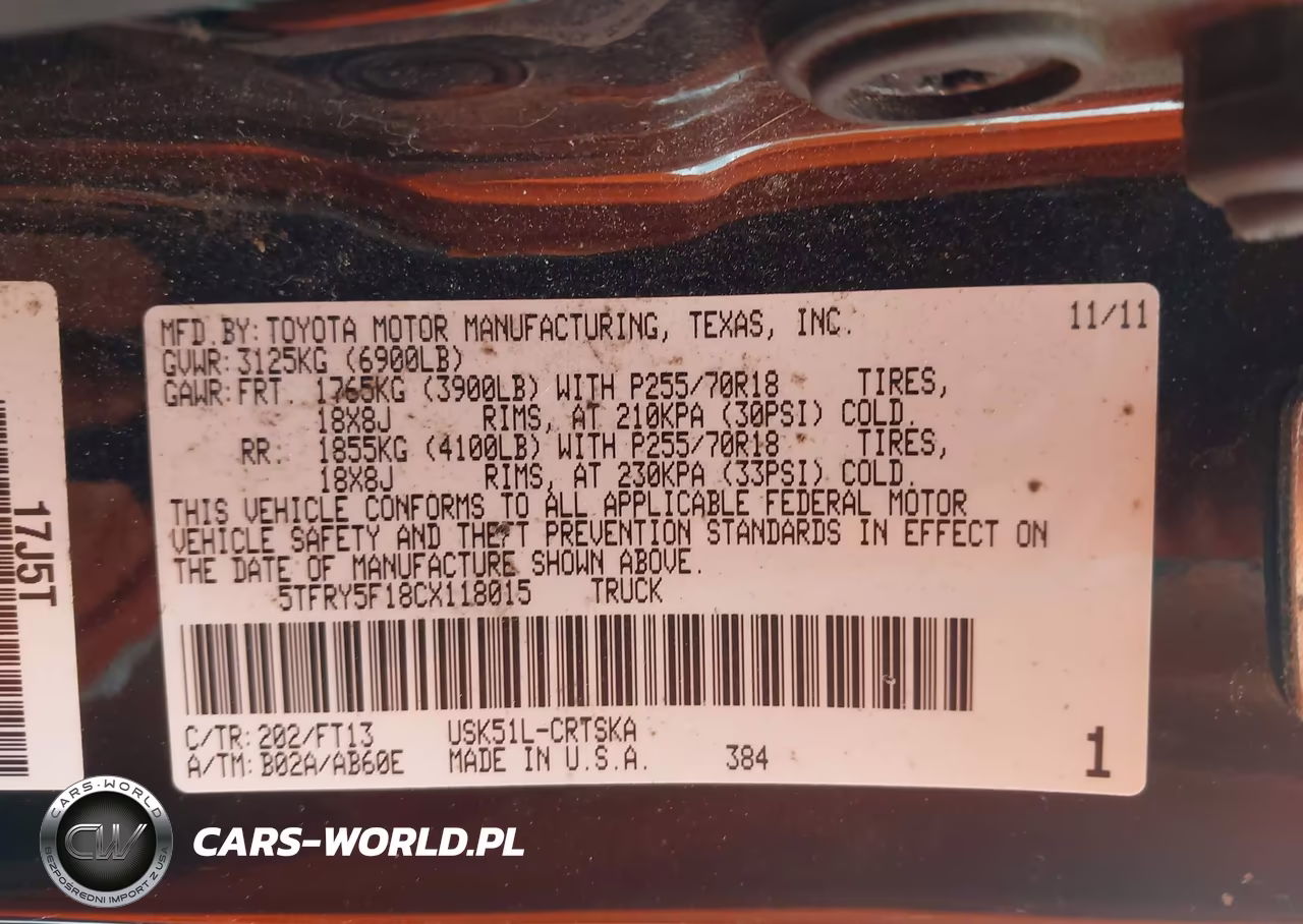 2012 Toyota Tundra Grade 5.7L V8 VIN:5TFRY5F18CX118015 - 9