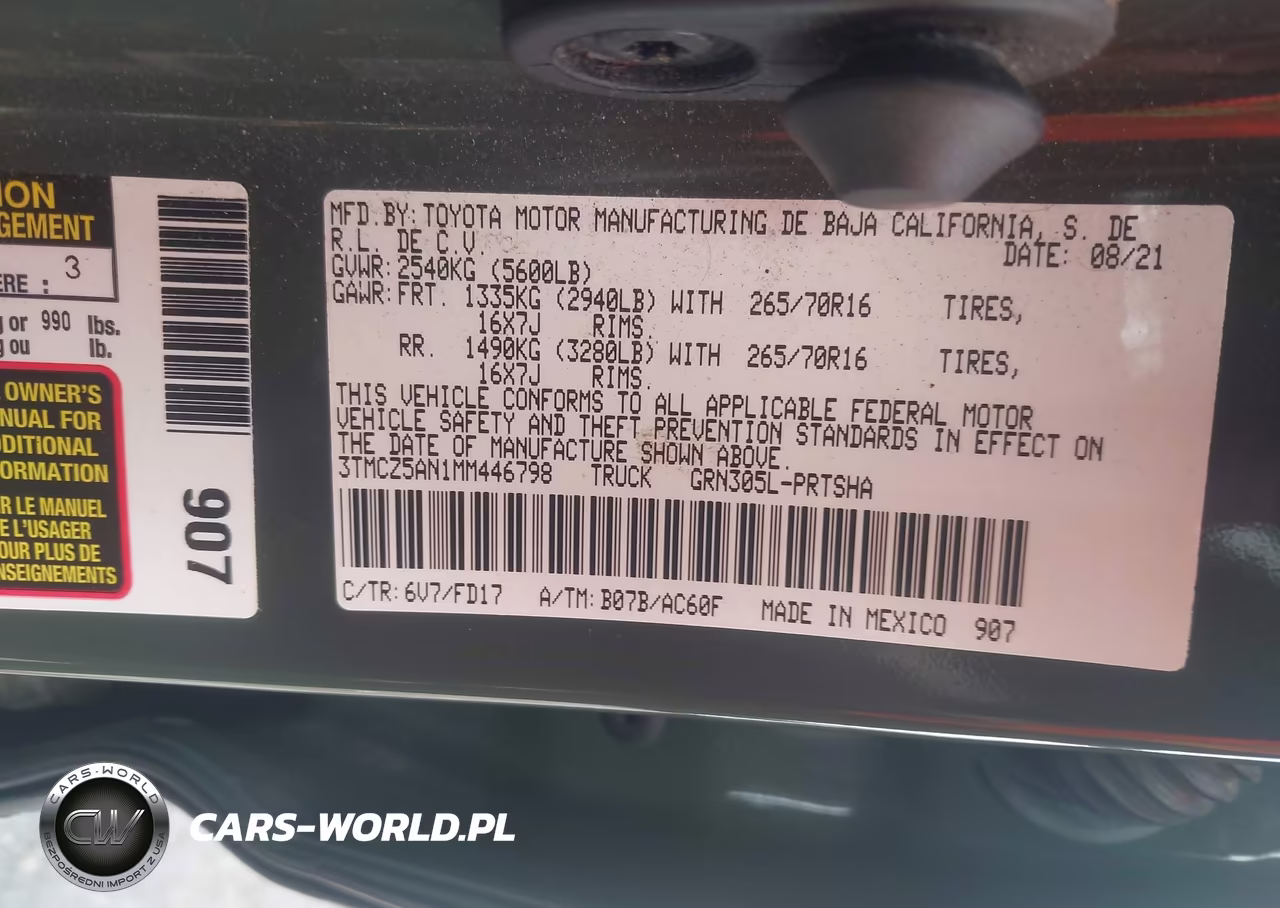 2021 Toyota Tacoma Trd Off-Road VIN:3TMCZ5AN1MM446798 - 9