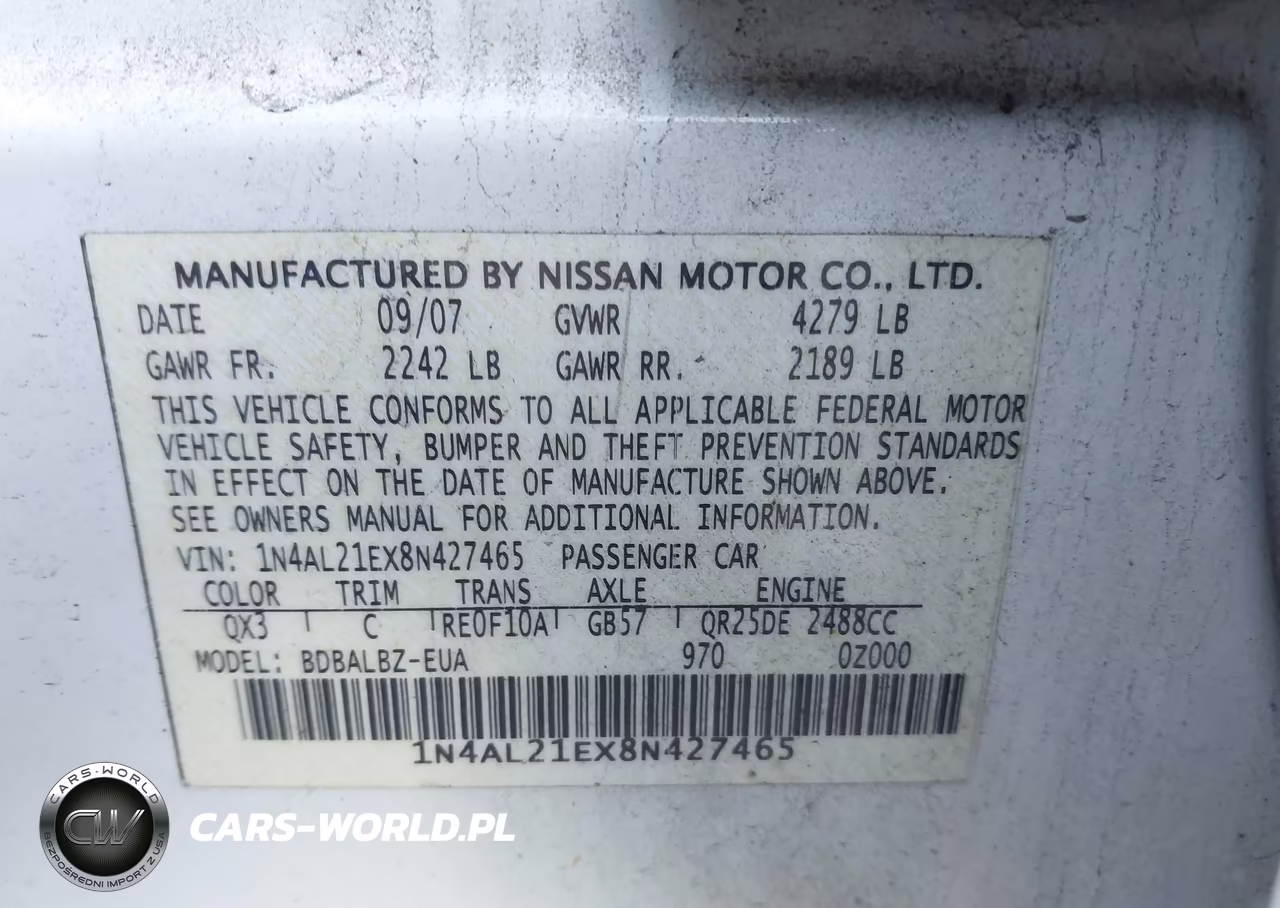 2008 Nissan Altima 2.5 S VIN:1N4AL21EX8N427465 - 9