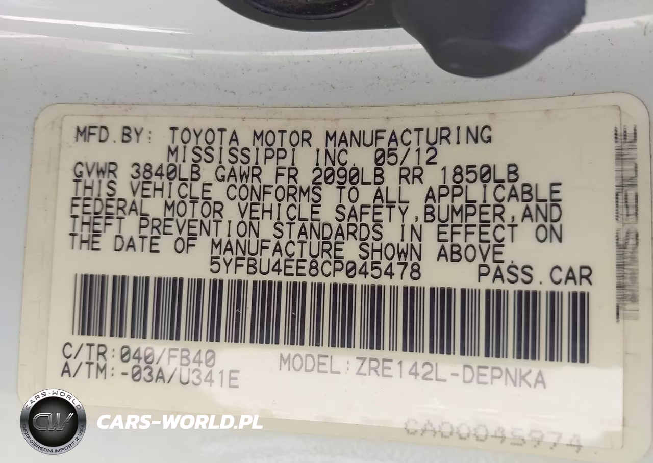 2012 Toyota Corolla Le VIN:5YFBU4EE8CP045478 - 9
