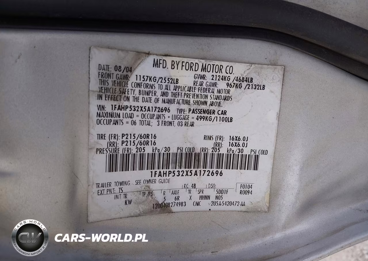 2005 Ford Taurus Se VIN:1FAHP532X5A172696 - 9