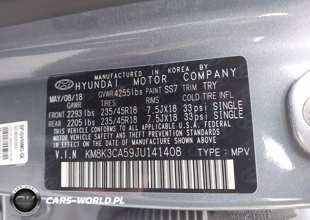 2018 Hyundai Kona Limited VIN:KM8K3CA59JU141408 - 9