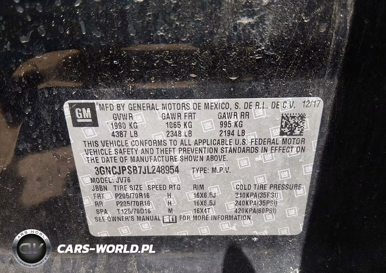 2018 Chevrolet Trax Lt VIN:3GNCJPSB7JL248954 - 9