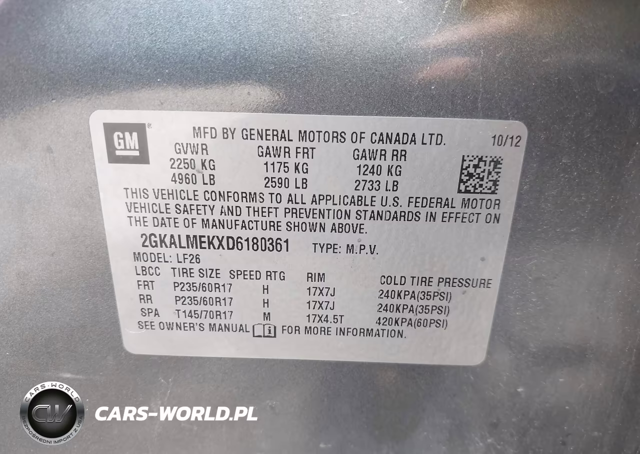 2013 GMC Terrain Sle-1 VIN:2GKALMEKXD6180361 - 9
