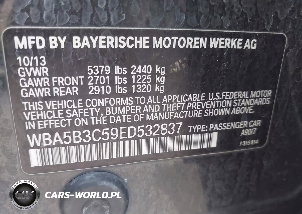 2014 BMW 535I xDrive VIN:WBA5B3C59ED532837 - 9
