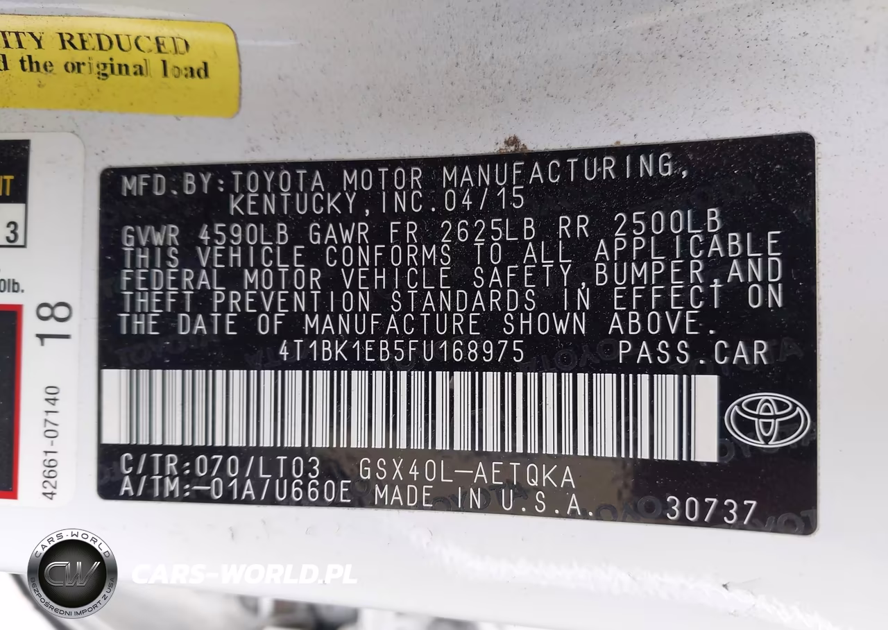 2015 Toyota Avalon Xle Touring VIN:4T1BK1EB5FU168975 - 9