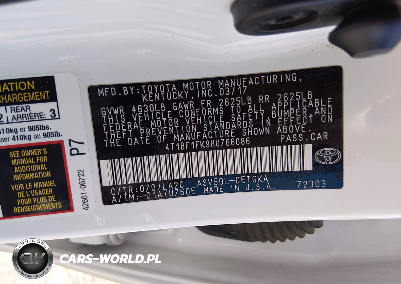 2017 Toyota Camry Xle VIN:4T1BF1FK9HU766086 - 9