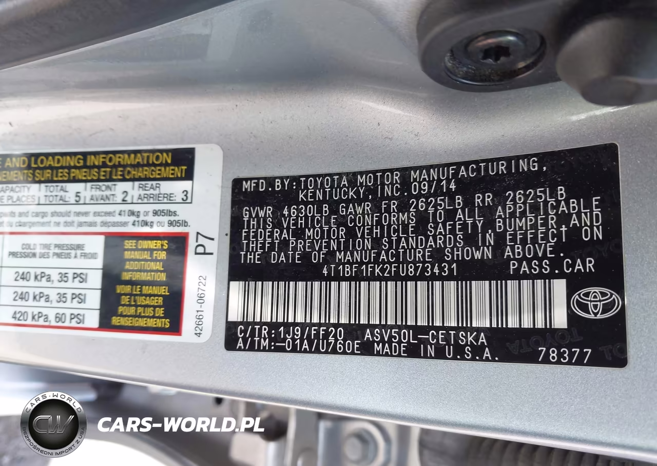 2015 Toyota Camry Se VIN:4T1BF1FK2FU873431 - 9