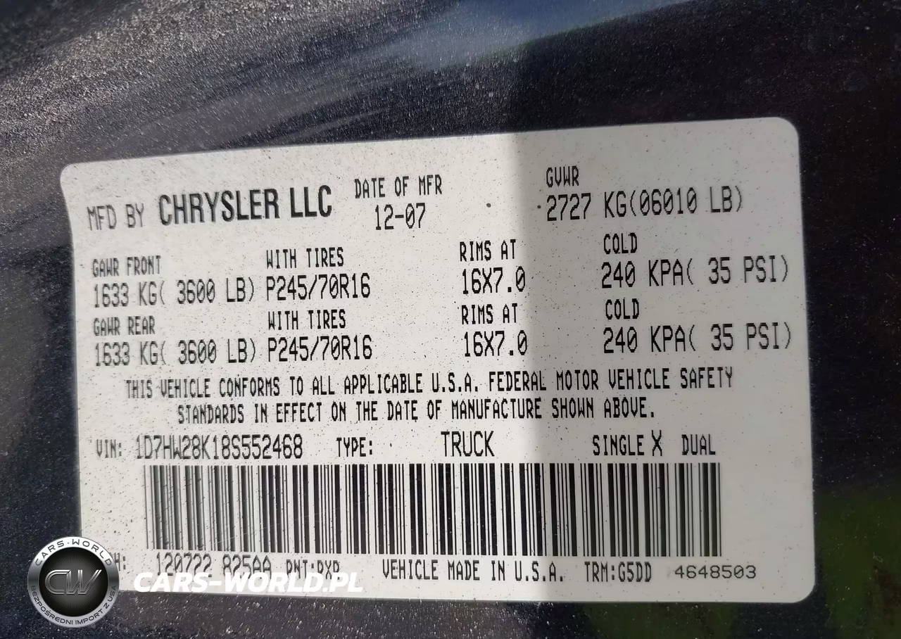 2008 Dodge Dakota St VIN:1D7HW28K18S552468 - 9