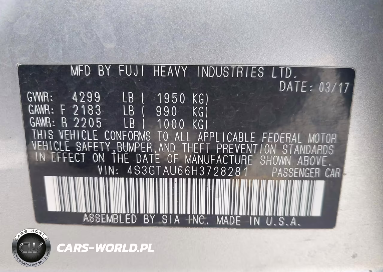 2017 Subaru Impreza 2.0I Limited VIN:4S3GTAU66H3728281 - 9